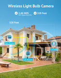 LaView 4MP Bulb Wireless Security Camera 2.4GHz 360° 2K Outdoor / Indoor - NEW