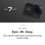 GoPro HERO7 Black + Extra Battery Waterproof Touch 4K Ultra HD Video Action Camera