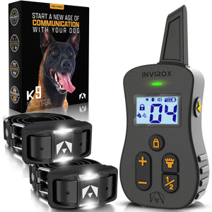 INVIROX Dog Shock Collar Ultra K9 X2 - 124 Training Levels - 4 Powerful Modes - 2 Collars