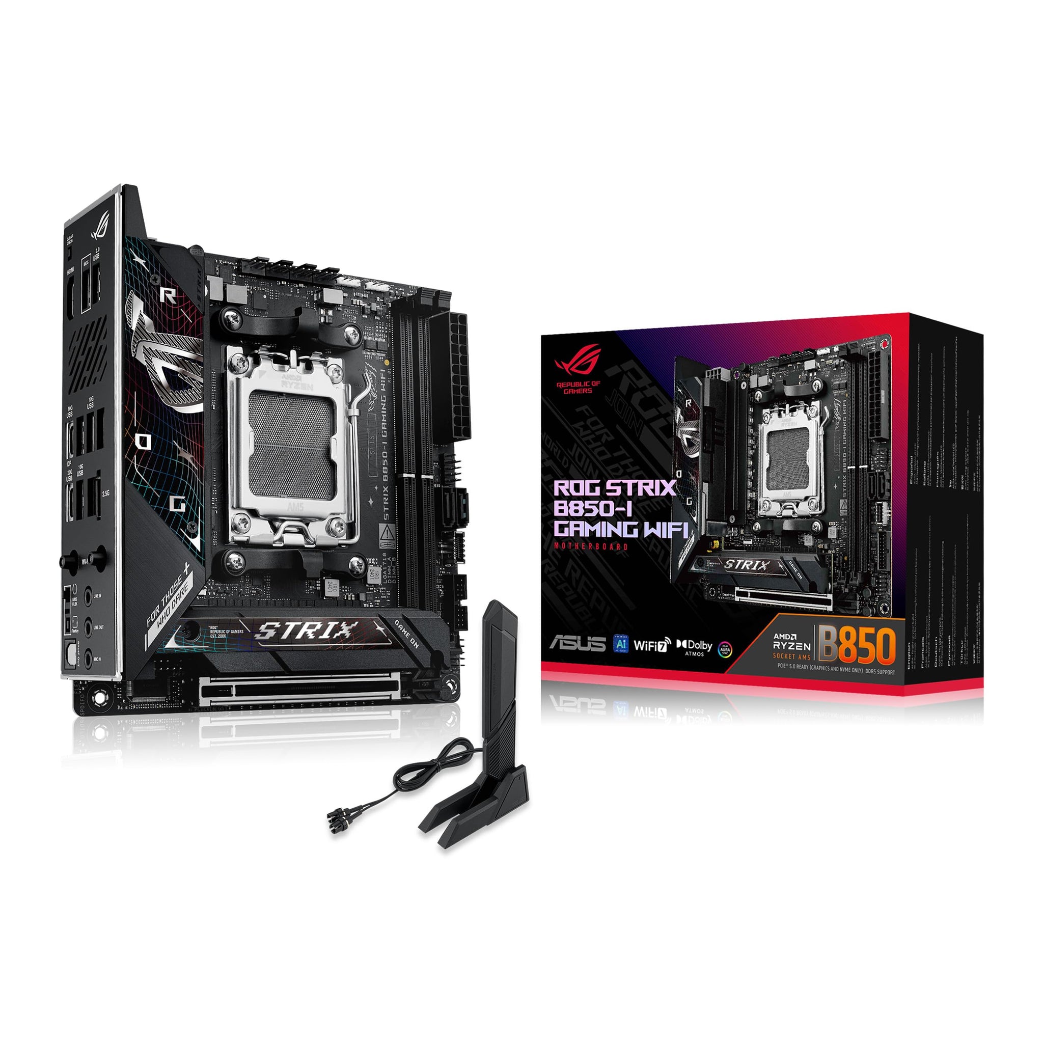 Asus ROG Strix B850-I GAMING WIFI DDR5 AMD AM5 mITX Gaming Desktop Motherboard