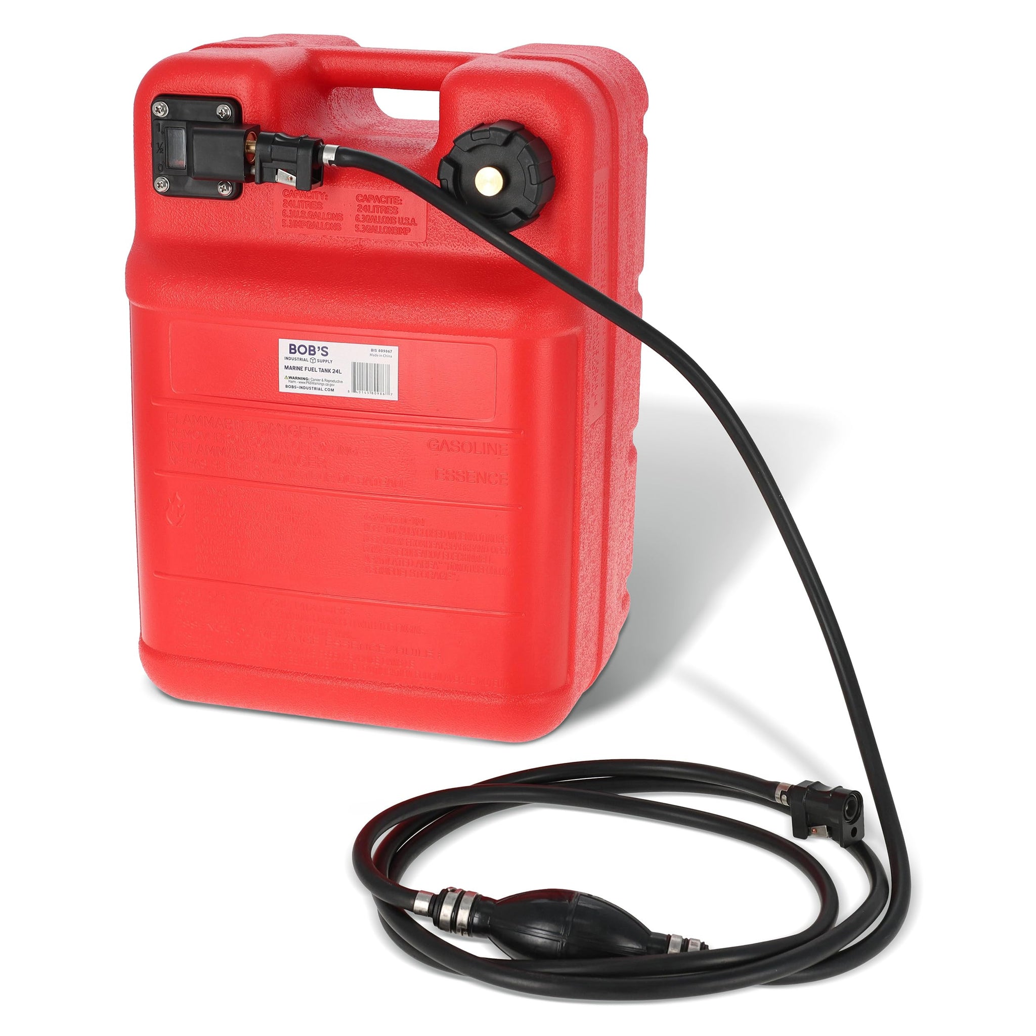 BISupply Boat Gas Tank Kit 6 Gallon - Portable Marine Boat Fuel Tank with Fill Hose