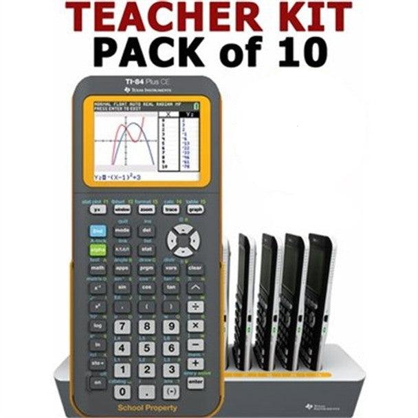 Texas Instruments TI-84 Plus CE Graphing Calculators, Python, Lot of 10 + Charging Station