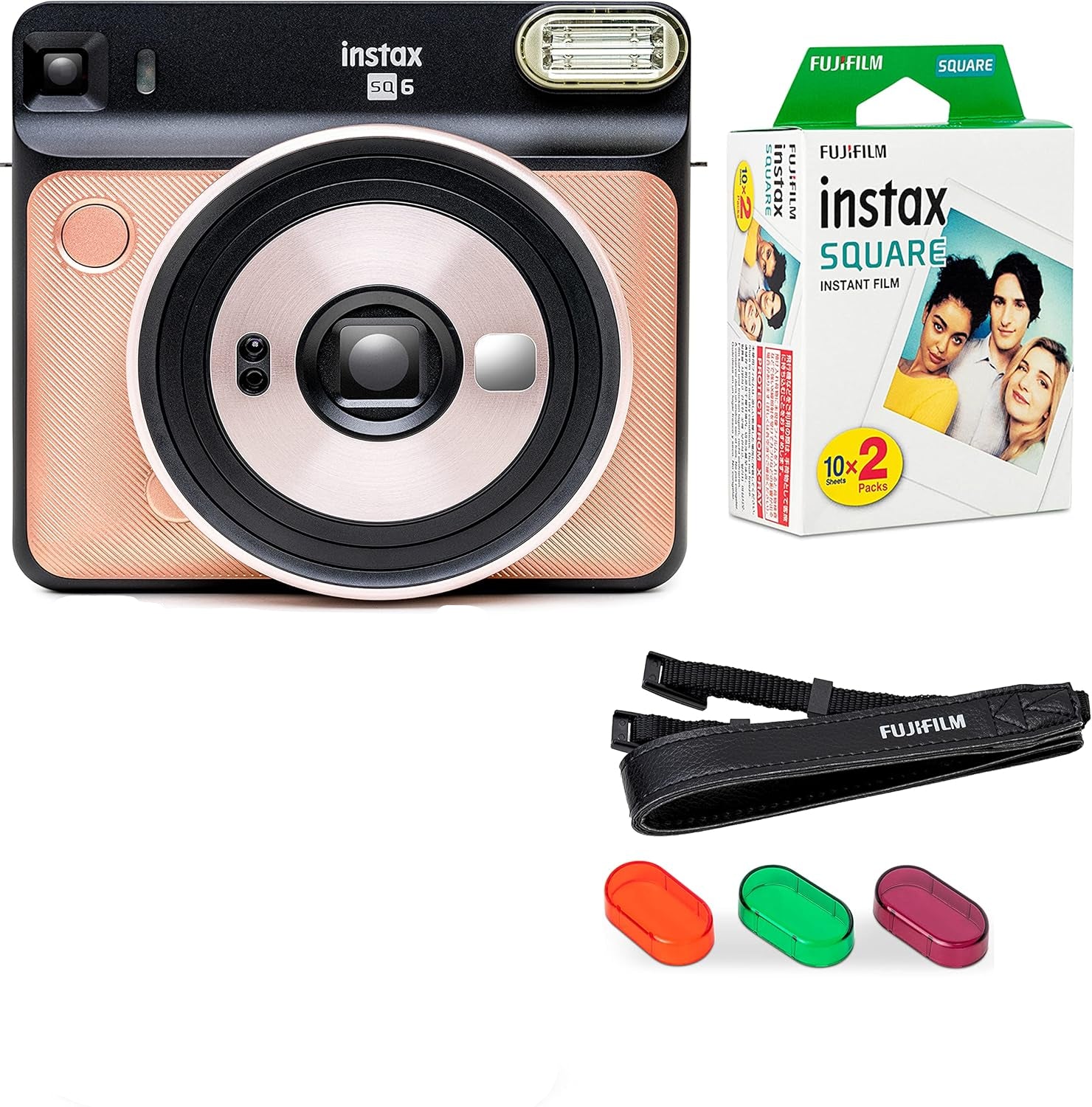 Fujifilm Instax Square SQ6 - Instant Film Camera - Blush Gold - (Bundle)