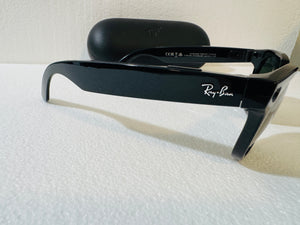 Ray-Ban Stories | Meteor Square Smart Glasses, Shiny Black/Green, 51 mm