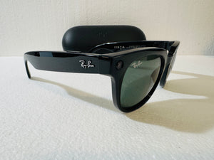 Ray-Ban Stories | Meteor Square Smart Glasses, Shiny Black/Green, 51 mm