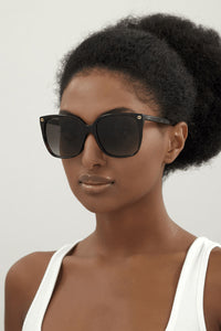 GUCCI GG0022S 001 Black Cat Eye Women's Authentic Sunglasses - 57mm