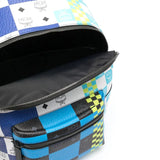 MCM Stark Checkerboard Visetos Backpack Med BLUE And WHITE Limited Edition $1490