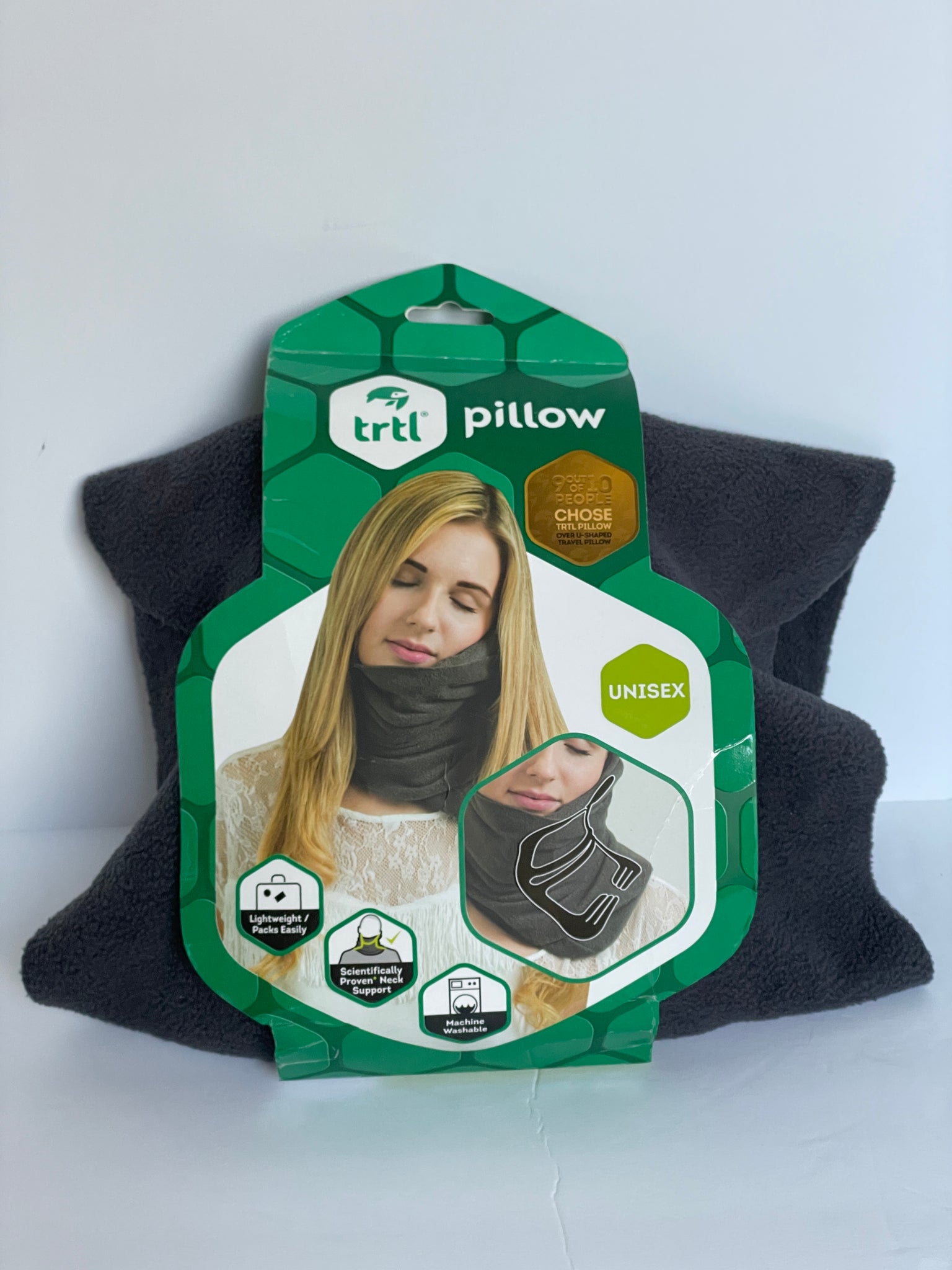 trtl Travel Pillow for Neck Support Soft Neck Pillow Shoulder Support GREY