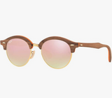 Ray-Ban CLUBMASTER WOOD 0RB4246M Gradient Brown / Mirror Pink Sunglasses