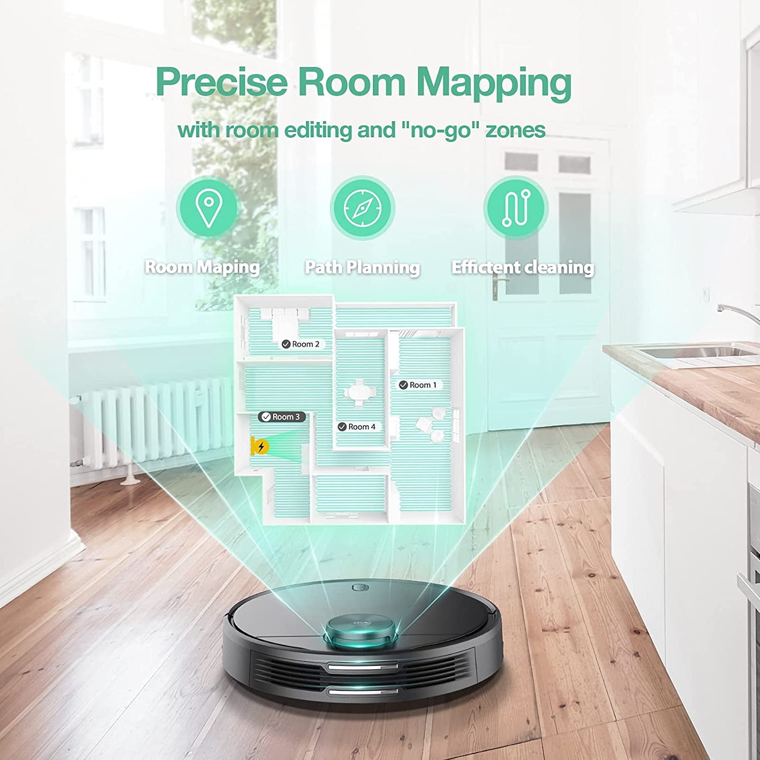 WYZE Multi-Floor LIDAR Room Mapping Robot Vacuum WVCR200S