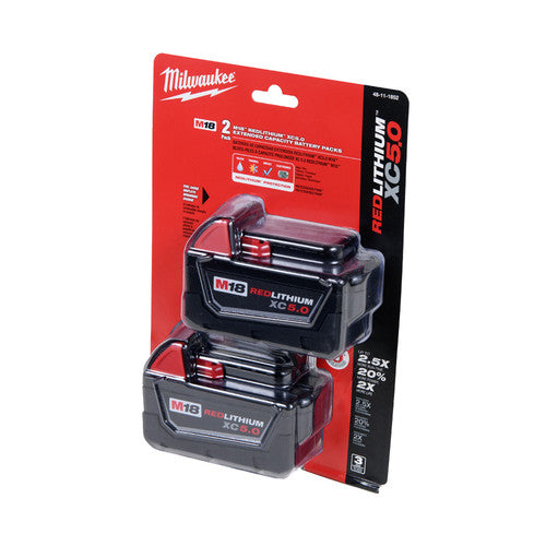 New Genuine 18V Milwaukee 48-11-1852 5.0 AH Batteries M18 XC18 48-11-1850 2-Pack