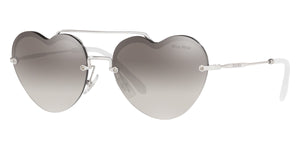 New MIU MIU MU62US Silver / Grey Mirror Heart Sunglasses - 58-17-140