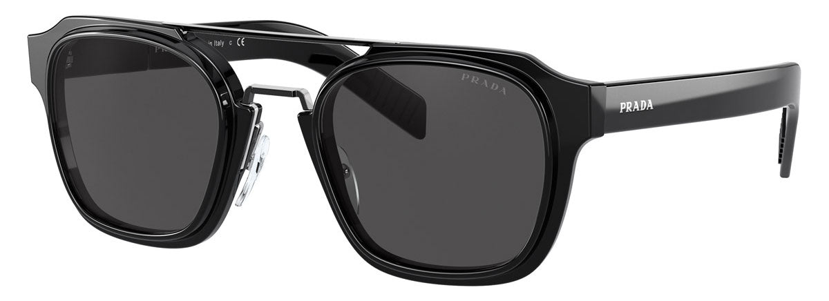 Prada Sunglasses Black Navigator Square Bridge Glossy PR07WS SPR 07W 1AB-5S0