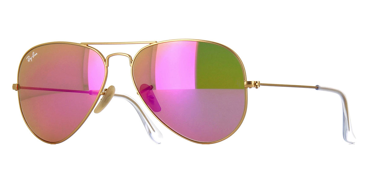 Ray-Ban RB3025 Aviator Polarized Mirrored Sunglasses Gold Frame Pink Lens 58mm