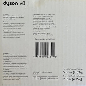 Dyson V8 Cordless Stick Vacuum Cleaner (SV25) - Silver/Nickel - NEW