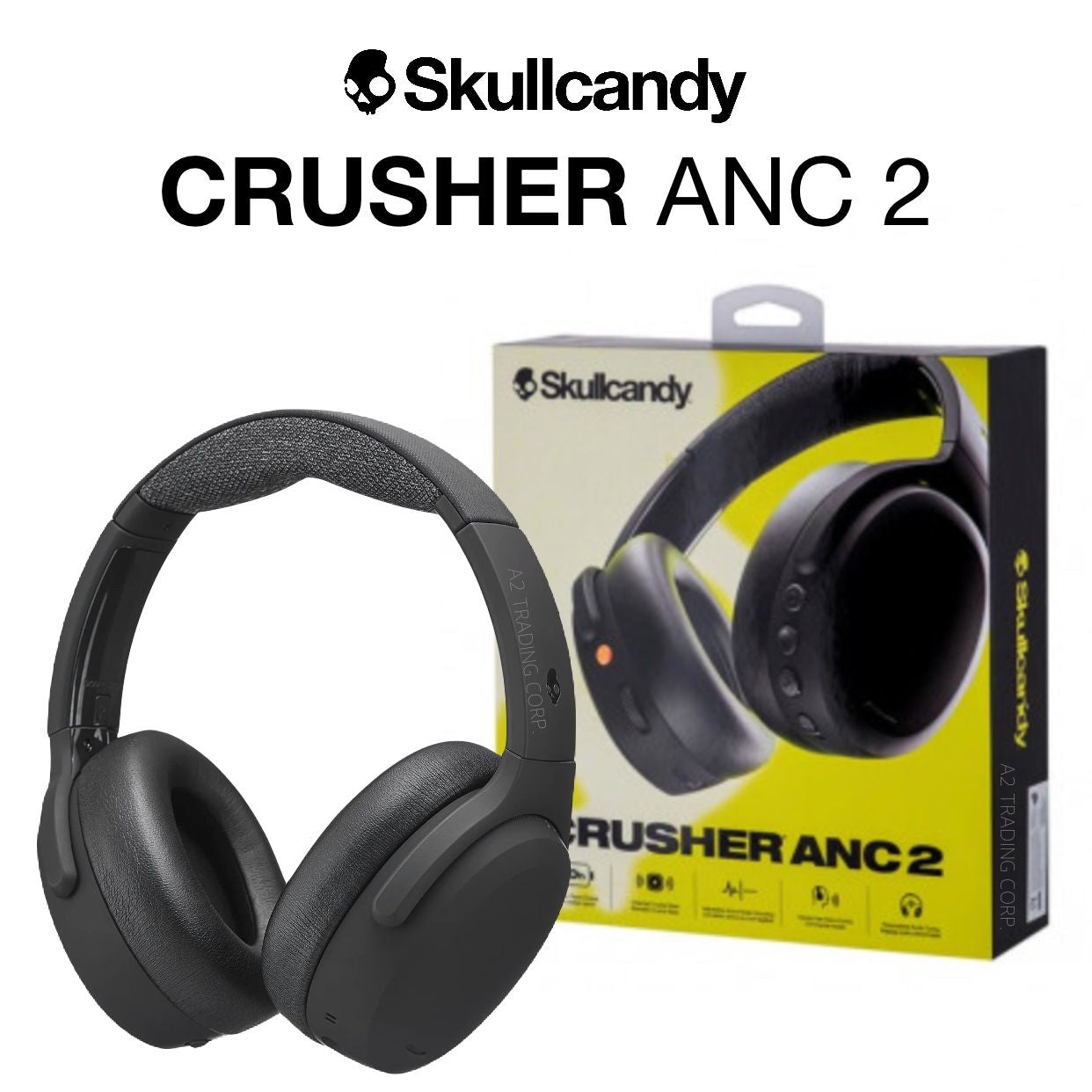 Skullcandy Crusher ANC 2 XT Wireless Over-the-Ear Headphones- Black New Sealed