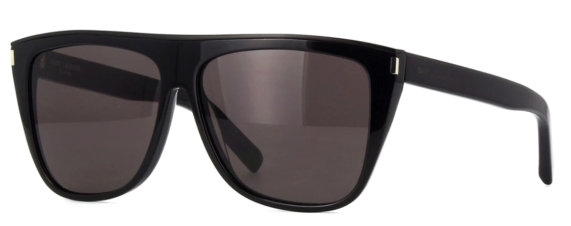 SAINT LAURENT YSL SL 1 SLIM 001 Black Gray Rectangular Unisex Sunglasses SL1