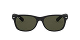 Ray-Ban RB2132 New Wayfarer Square Sunglasses, Rubber Black/G-15 Green, 58 mm