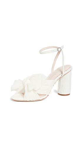 Loeffler Randall Women's Camellia Pleated Bow Heel, Pearl, White, 8 Medium US