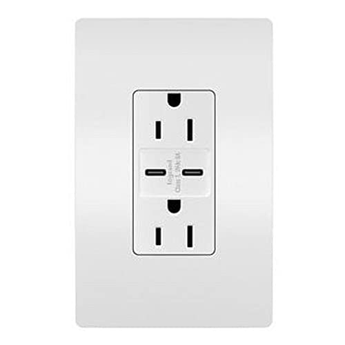 Legrand Pass & Seymour Tamper Resistant USB Duplex Outlet Receptacle R26USBCC6W