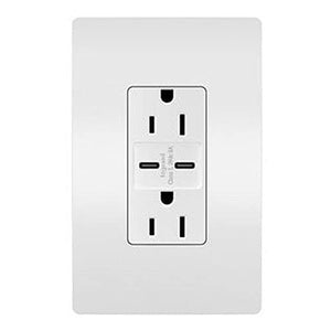 Legrand Pass & Seymour Tamper Resistant USB Duplex Outlet Receptacle R26USBCC6W