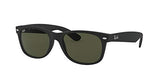 Ray-Ban RB2132 New Wayfarer Square Sunglasses, Rubber Black/G-15 Green, 58 mm