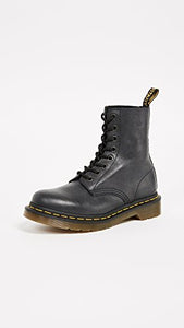 Dr. Martens Women's 1460W Eight-Eye Lace-Up Boot Combat, Black Nappa - US Size 7