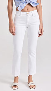 FRAME Women's Le High Straight Jeans, Blanc, White, 27