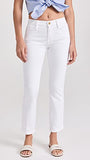 FRAME Women's Le High Straight Jeans, Blanc, White, 27