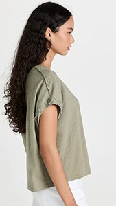 Free People Women's You Rock Tee, Washed Army, Green, S