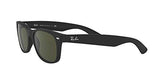 Ray-Ban RB2132 New Wayfarer Square Sunglasses, Rubber Black/G-15 Green, 58 mm