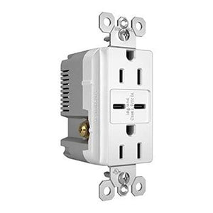 Legrand Pass & Seymour Tamper Resistant USB Duplex Outlet Receptacle R26USBCC6W