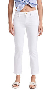 FRAME Women's Le High Straight Jeans, Blanc, White, 27