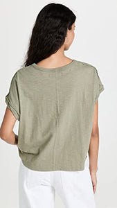 Free People Women's You Rock Tee, Washed Army, Green, S