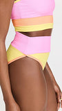 Beach Riot Women's Emmy Bikini Bottoms Only, Fruity Colorblock, Yellow - L