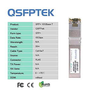 QSFPTEK 10GBASE-T SFP+ to RJ45 Copper Module Mini-GBIC Transceiver - 2 Pack