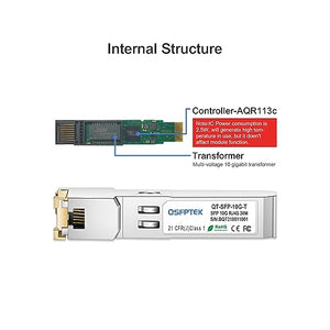 QSFPTEK 10GBASE-T SFP+ to RJ45 Copper Module Mini-GBIC Transceiver - 2 Pack