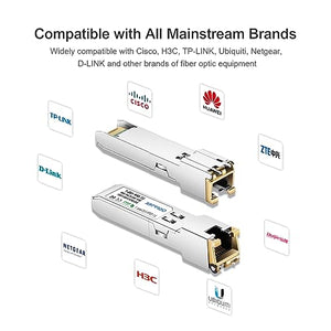 QSFPTEK 10GBASE-T SFP+ to RJ45 Copper Module Mini-GBIC Transceiver - 2 Pack