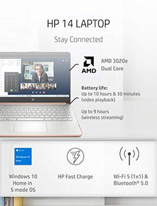 ULN - HP - 14-fq0060nr 14 Laptop, AMD 3020e, 4 GB RAM, 64 GB eMMC Storage, 14-inch HD Touchscreen, Windows 10 Home in S Mode, Long Battery Life, Microsoft 365, (14-fq0060nr, 2020) Pale Rose Gold