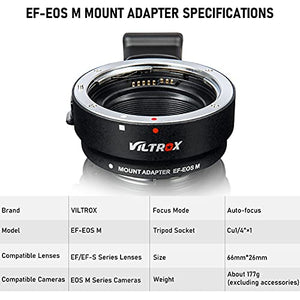 VILTROX EF-EOS M Lens Adapter Electronic Auto Focus Converter Canon EOS EF/EF-S