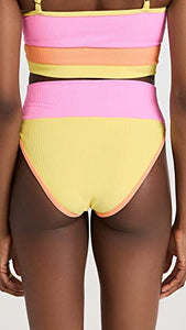 Beach Riot Women's Emmy Bikini Bottoms Only, Fruity Colorblock, Yellow - L