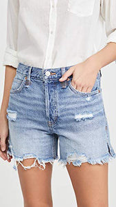 Free People Women's Makai Cutoff Jean Shorts, Twist and Shout, Blue, 25