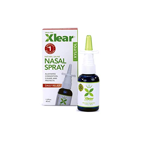 Xlear Nasal Spray, Natural Saline Nasal Spray with Xylitol, Nose Moisturizer for Kids and Adults, 1.5 fl oz (Pack of 4)