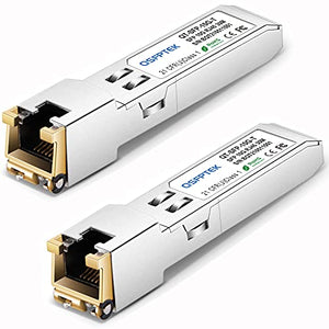 QSFPTEK 10GBASE-T SFP+ to RJ45 Copper Module Mini-GBIC Transceiver - 2 Pack