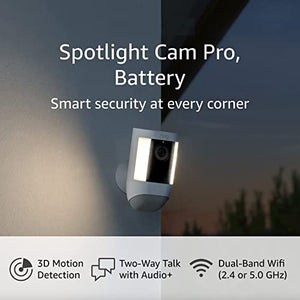 100% NEW Ring Spotlight Cam Pro Battery, 2-Way Talk, Night Vision, Siren, White