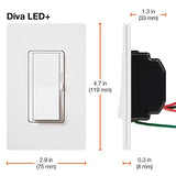 Lutron Diva LED+ WHITE Dimmer for LED, Fluorescent, Incandecent DVWCL-153PH-WH