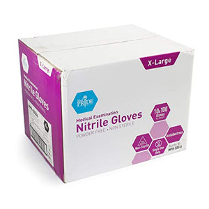 MedPride Powder-Free Nitrile Exam Gloves, X-Large, Case/1000, 100 Count (Pack of 10)