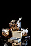 Whiskey Decanter Globe with 2 Whiskey Glasses and Stones - for Liquor Scotch