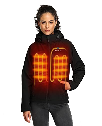 ORORO Women's Slim Fit Heated Jacket w/ Battery & Detachable Hood - Large