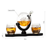 Whiskey Decanter Globe with 2 Whiskey Glasses and Stones - for Liquor Scotch